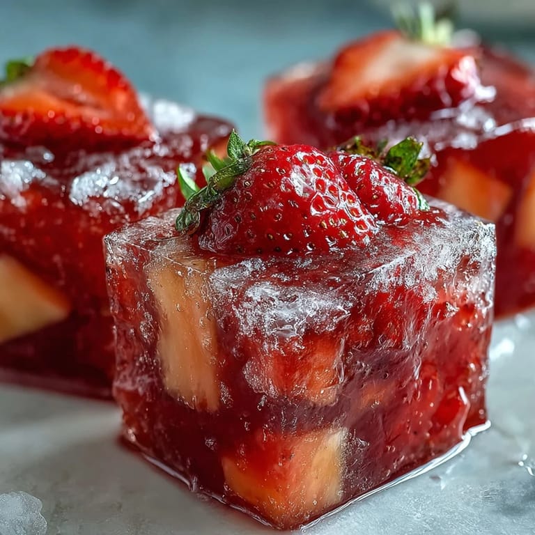 Refreshing strawberry pineapple daiquiri freezer pouches with vibrant red and golden fruit chunks, served icy cold in a clear cocktail pouch.