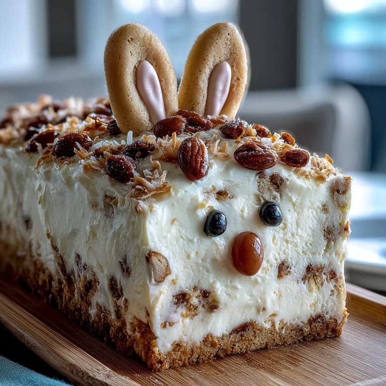 Adorable bunny-shaped cake reveals a colorful sprinkle surprise inside, delighting kids and adults alike.  