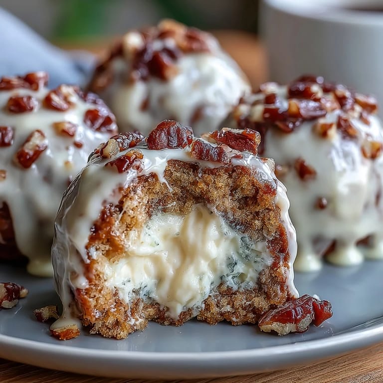 Creamy Carrot Cake Truffles with Tangy Cream Cheese: Spiced carrot cake centers dipped in smooth cream cheese coating for a decadent dessert.