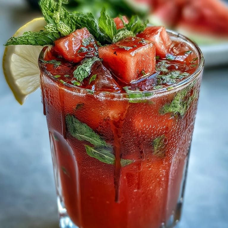 Vibrant watermelon mint lemonade in a pitcher, garnished with lemon slices and mint, perfect for summer picnics.