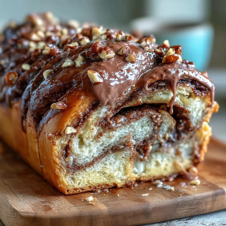 Twist of Nutella Babka: A braided brioche loaf bursting with creamy hazelnut spread, ideal for dessert or coffee pairing.