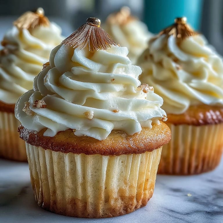 Vanilla cupcakes with rich buttercream frosting, decorated with edible black and gold fondant graduation caps for celebration.  