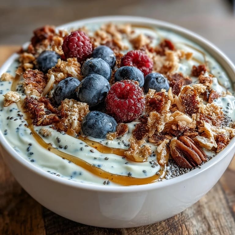 A refreshing skyr protein smoothie bowl, perfect for a quick, healthy breakfast.