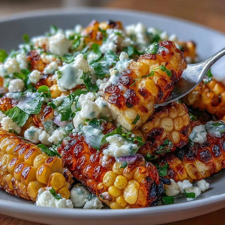 Delicious Mexican Street Corn Salad featuring spicy jalapeño and zesty dressing.