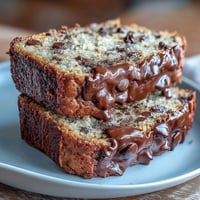 A golden loaf of protein banana bread, sliced to reveal moist crumb and melty dark chocolate chips, perfect for a wholesome breakfast or snack.