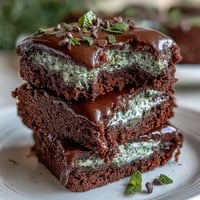 Festive St. Patricks Day Mint Chocolate Chip Brownie Bites with green swirls and chocolate chips.