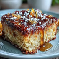 A vibrant whole orange cake with golden crust, dusted with powdered sugar and bursting with citrus aroma.  