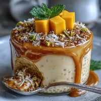 Creamy Skyr Protein Chia Pudding with vibrant mango, a healthy breakfast delight.